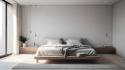 Wall Mural - Interior modern bedroom, Minimalism, Generative AI