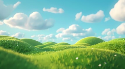 green hills with a blue sky poster background