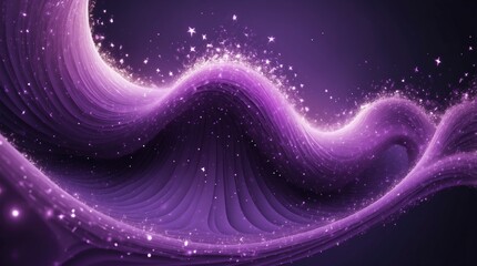 Wall Mural - captivating digital art purple particles wave and radiant stars
