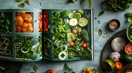 Wall Mural - Plant-Based Recipe Book: Vibrant of Healthy Dishes Focusing on Sustainability