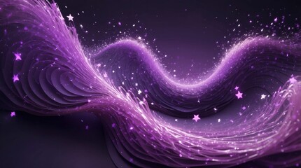 Wall Mural - digital art purple particles wave and radiant stars