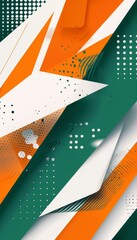 Wall Mural - Elegant abstract geometric presentation in green, orange, and white for modern design