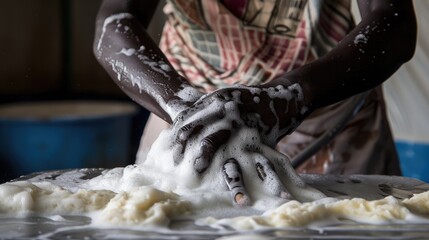 a medical professional's hands as they meticulously lather soap, highlighting their dedication to cleanliness and meticulous care in healthcare settings.