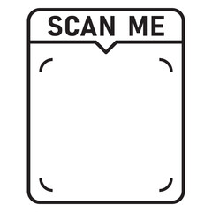 Scan me QR code blank frame. printable scan here sticker template for shop payment, website, app, ui. vector illustration on transparent background.