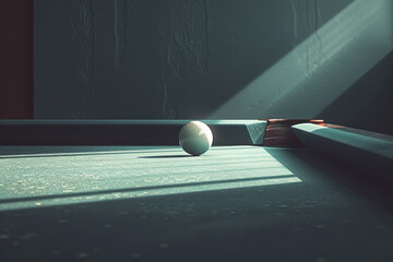 Poster - Illustration of a straight line intersecting with a billiard ball at a sharp angle, emphasizing the impact point,