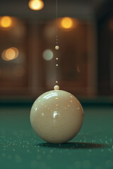 Poster - Illustration of a minimalist line touching the bottom of a billiard ball, indicating a precise, low hit,