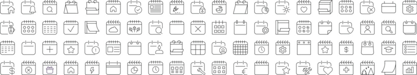 Wall Mural - collection of line icons of calendar. suitable for books, stores, shops. editable stroke in minimali