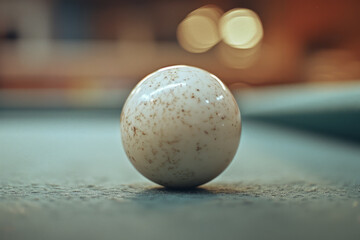 Poster - Image with a minimalist line barely touching the surface of a billiard ball, capturing the precise moment before the strike,