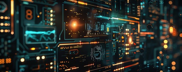 Poster - Dynamic system projections background for modern tech designs