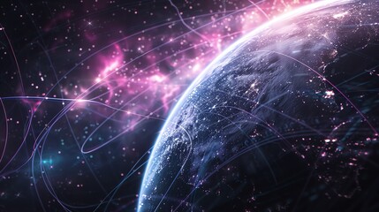 Poster - System projections background with futuristic geometric lights