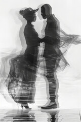 Poster - Image of two players dancing in sync, with mirrored motion lines showing their coordinated movements,