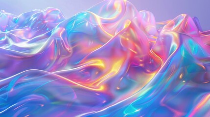 Leinwandbilder - Vibrant holographic neon backdrop with pastel colored psychedelic abstract waves