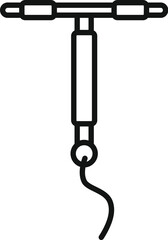 Canvas Print - Simple black and white icon of a fishing hook attached to a line and rod