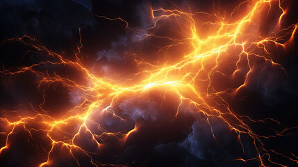 Wall Mural - Fractal line of colorful lightning bolts. Abstract energy burst background.