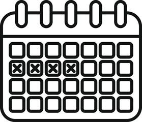 Poster - Vector illustration of a minimalistic calendar icon with marked dates, isolated on white