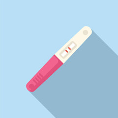 Sticker - Vector illustration of a positive pregnancy test result with two lines on a pink and blue background. A minimalist and modern flat design graphic for family planning and reproductive health