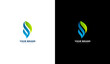 © Rouf Creative - Leaf blue gas logo. Gas design, blue, leaf, green, letter D. Graphic vector illustration