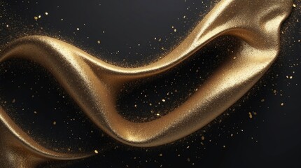 Wall Mural - intriguing black canvas filled with golden particles and glitter, creating a mesmerizing display of 