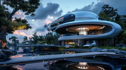 Poster - A futuristic house with smart home technology and automated systems represents the pinnacle of modern living