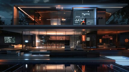 Poster - A futuristic house with smart home technology and automated systems represents the pinnacle of modern living