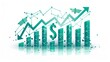 © reels - Abstract financial growth chart with a rising arrow and dollar sign, representing economic increase and business success.