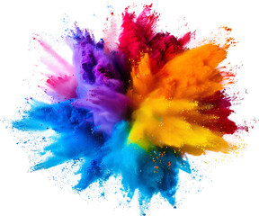 colorful vibrant rainbow holi paint color powder explosion with bright colors isolated white background