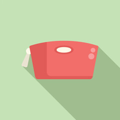 Wall Mural - Minimalistic illustration of a red toaster with shadow on a soothing pastel green backdrop