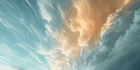 Time-lapse of blue sky with moving fluffy clouds: a mesmerizing display of constant change. Concept Time-lapse, Blue Sky, Clouds, Moving, Mesmerizing Display