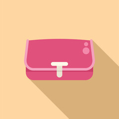 Sticker - Flat design graphic of a stylish pink purse with shadow, ideal for fashion and accessory concepts