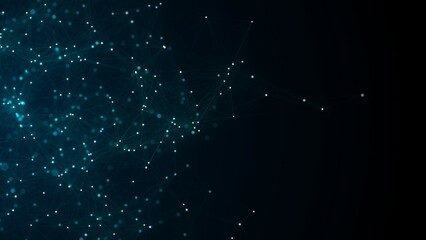 Aufkleber - Network connection structure. Blue science background. Abstract digital background. Big data visualization. 3d rendering.