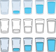 © ATerra - Water Drink Gauge Meter or Measurement Chart Clipart - with Different Levels from Empty, Half and Full Glass Clipart Set