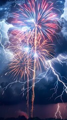 Poster - Dazzling Pyrotechnics Against Electrifying Thundery Skies