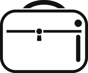 Poster - simplistic vector icon of a briefcase in black and white, suitable for business and travel themes