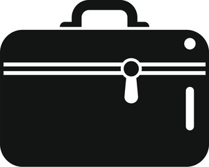 Poster - black and white vector icon illustration of a professional and modern black briefcase, perfect for b