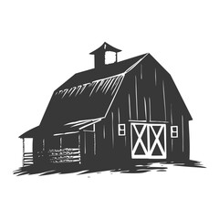 Wall Mural - silhouette barn black color only