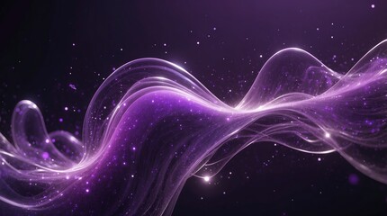 Wall Mural - radiant stars and purple particles wave digital art-