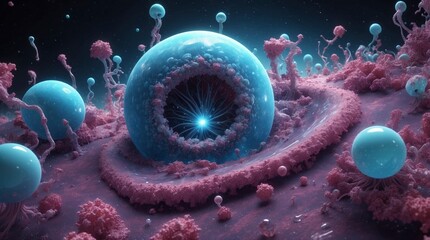 Wall Mural - surreal 3d microbe galaxy wallpaper