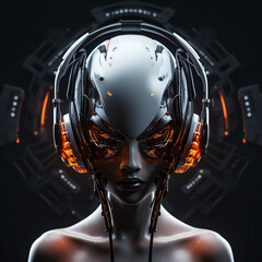 Wall Mural - crazy alien space dj with headphones