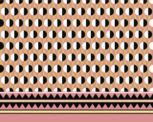 Poster - RETRO GEOMETRICAL POLKA AND ROHMBUS SEAMLESS PATTERN WITH SEAMLESS BORDER VECTOR