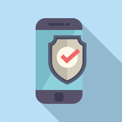 Poster - Modern flat design vector illustration concept of mobile security and digital protection for smartphone with shield icon