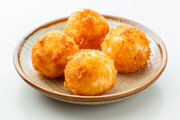 Wall Mural - a plate of fried cheese balls on a white table