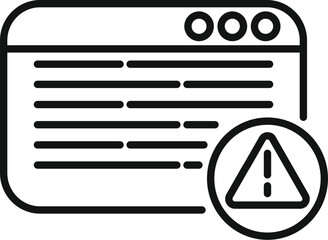 Poster - Illustration of a website error icon with alert symbol and warning message in a browser. Digital vector line art illustration for webpage issue. Internet problem