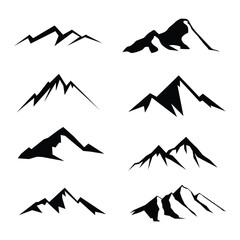Wall Mural - mountain silhouette set icon vector design template