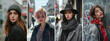 © ink drop - Set of female fashion street portraits. Fashionable young woman posing in a street
