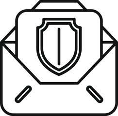 Wall Mural - Shield and envelope icon representing secure email concept with encryption, technology, and cybersecurity for data protection and privacy