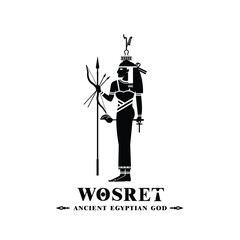 Silhouette of the Iconic ancient Egyptian god worset, Middle Eastern god Logo for Modern Use
