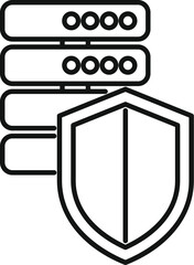 Poster - Vector illustration of server security icon with black and white shield, representing cybersecurity and data protection in technology network, isolated on white background