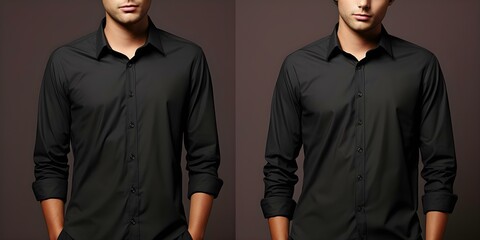 Black shirt shown from both front and back angles. Concept Black Shirt, Front View, Back View, Apparel Photography