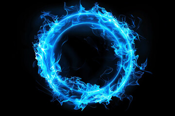 Canvas Print - neon flame circle, AI generated