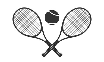 Tennis Logo With Crossed Rackets and Ball Over Them